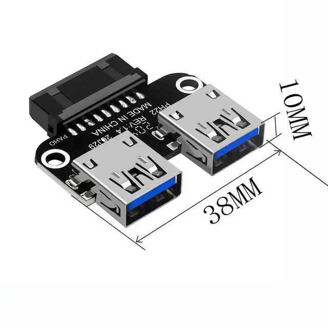 Alt view image 7 of 7 - USB 3.0 Dual Port Adapter 19/20 PIN to Dual USB 3.0 Female Header for PC Motherboard Expansion (B)