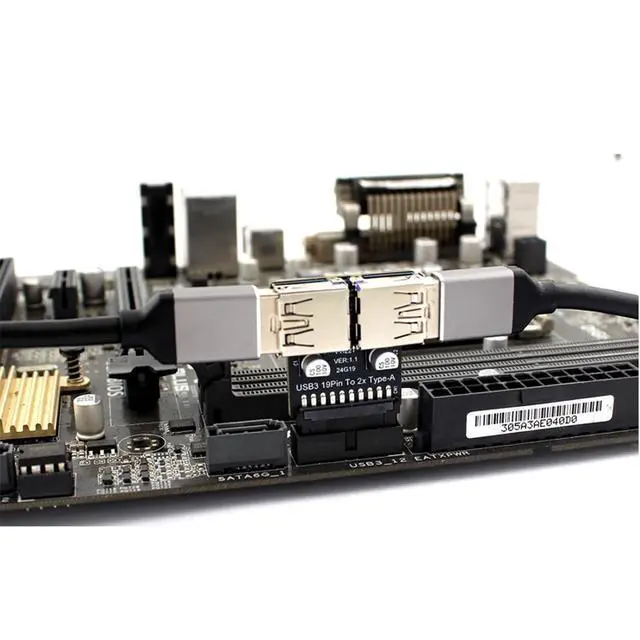 Alt view image 5 of 6 - USB 3.0 Dual Port Adapter 19/20 PIN to Dual USB 3.0 Female Header for PC Motherboard Expansion (D)