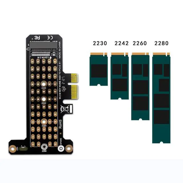 Alt view image 4 of 7 - NVMe M.2 SSD to PCIe X1 Adapter Card, PCIe Express Expansion Card with Low Profile Bracket