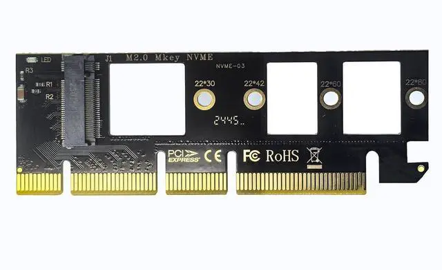 Main image of NVMe M.2 SSD to PCIe X16 Adapter Card, Black, 2 Ports, Supports 2230/2242/2260/2280 SSD Sizes, Matte Finish