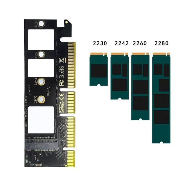Alt view image 4 of 6 - NVMe M.2 SSD to PCIe X16 Adapter Card, Black, 2 Ports, Supports 2230/2242/2260/2280 SSD Sizes, Matte Finish
