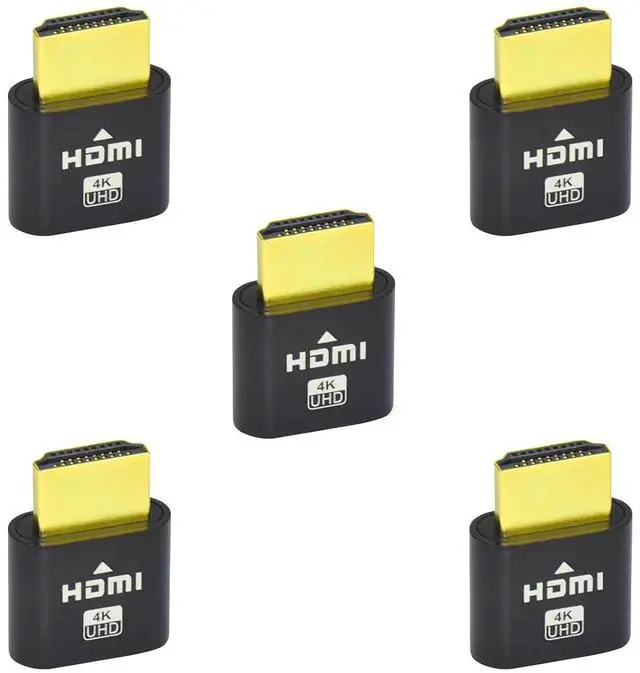 Main image of HDMI Dummy Plug, 4K UHD Virtual Display Emulator, 5-Pack, Black
