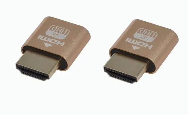 Main image of 4K HDMI Dummy Load Virtual Plug High Resolution Virtual Monitor Display Emulator Next Generation Headless Display Adapter (Gold Color - 2pcs)