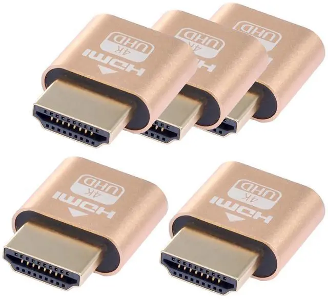 Main image of 4K HDMI Dummy Load Virtual Plug High Resolution Virtual Monitor Display Emulator Next Generation Headless Display Adapter (Gold Color 5pcs)