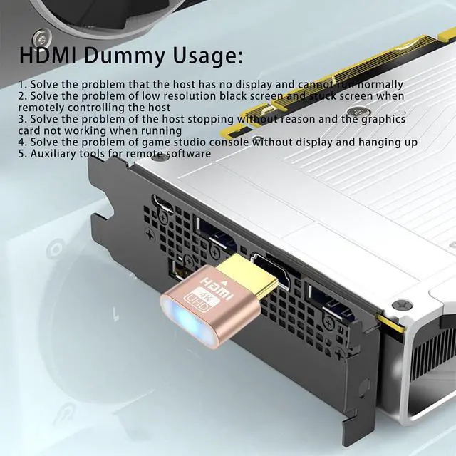 Alt view image 4 of 7 - 4K HDMI Dummy Load Virtual Plug High Resolution Virtual Monitor Display Emulator Next Generation Headless Display Adapter