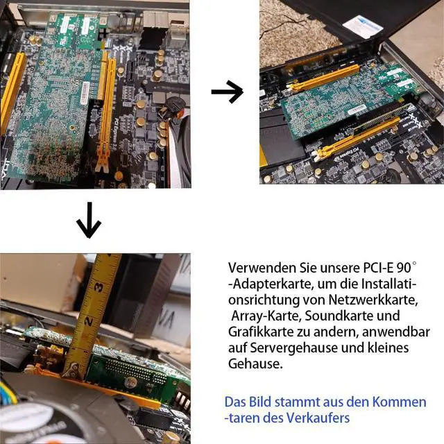 Alt view image 3 of 7 - PCIE X8 Male to Female Riser Card, PCI Express PCI-E 8X Left 90 Degree AdapterSuitable for Server, Desktop, Bitcoin Mining Machine Transfer