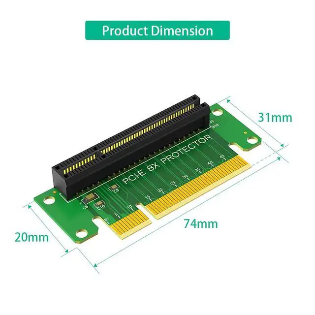 Alt view image 3 of 6 - PCIE X8 Protector Riser Card, PCI-E PCI Express 90 Degree Male to Female Adapter, 2 Pack