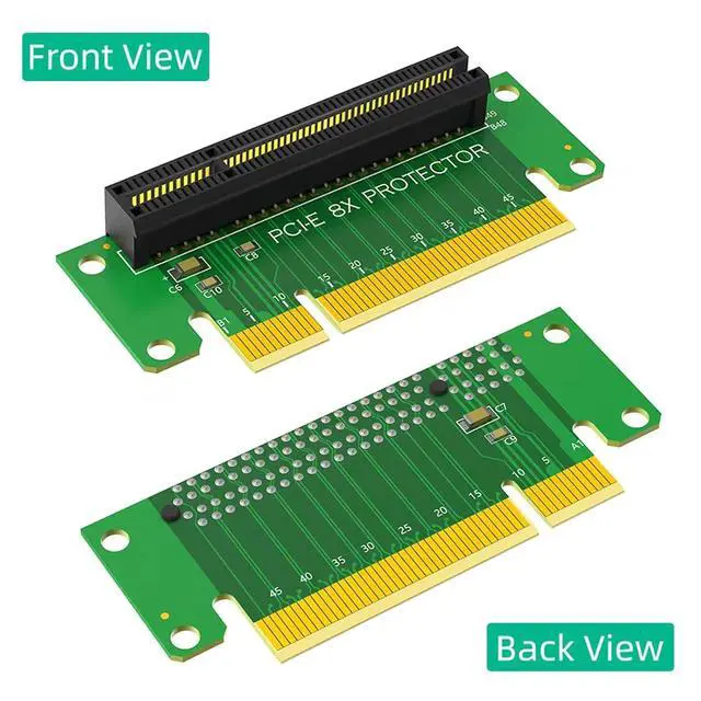 Alt view image 4 of 6 - PCIE X8 Protector Riser Card, PCI-E PCI Express 90 Degree Male to Female Adapter, 2 Pack