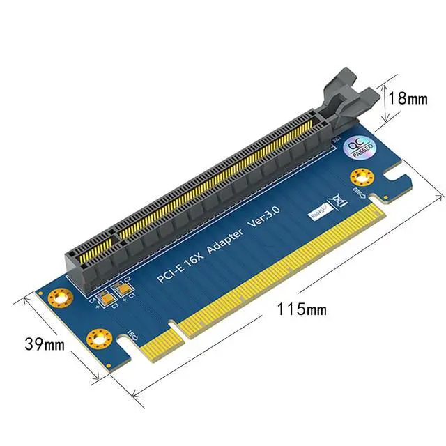 Alt view image 3 of 5 - PCI-E X16 Riser Card Adapter, PCIE GPU 90 Degree Male to Female Adapter, PCI Express Version 4.0