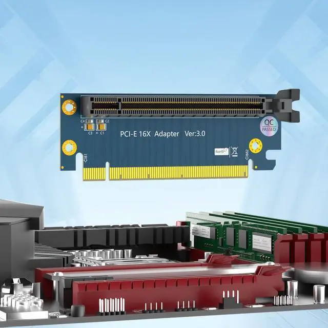 Alt view image 5 of 5 - PCI-E X16 Riser Card Adapter, PCIE GPU 90 Degree Male to Female Adapter, PCI Express Version 4.0