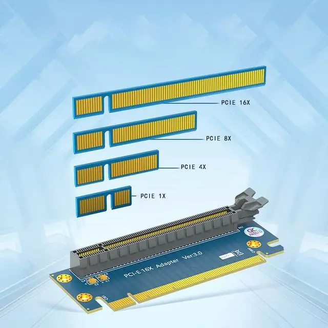 Alt view image 2 of 5 - PCI-E X16 Riser Card Adapter, PCIE GPU 90 Degree Male to Female Adapter, PCI Express Version 4.0