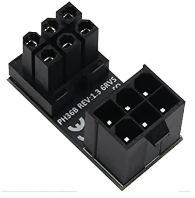 Main image of ATX Female to Male 6pin RVS 180 Degree Angled Adapter for Desktops Graphics Card