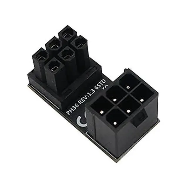 Alt view image 2 of 6 - ATX Female to Male 6pin STD 180 Degree Angled Adapter for Desktops Graphics Card