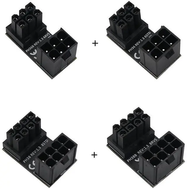 Alt view image 4 of 7 - ATX Female to Male 6pin RVS 180 Degree Angled Adapter for Desktops Graphics Card