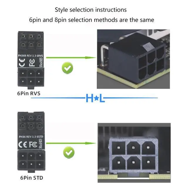 Alt view image 4 of 6 - ATX Female to Male 8pin RVS 180 Degree Angled Adapter for Desktops Graphics Card