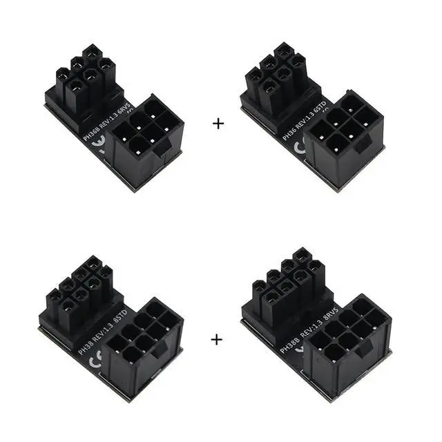 Alt view image 6 of 6 - ATX Female to Male 8pin RVS 180 Degree Angled Adapter for Desktops Graphics Card