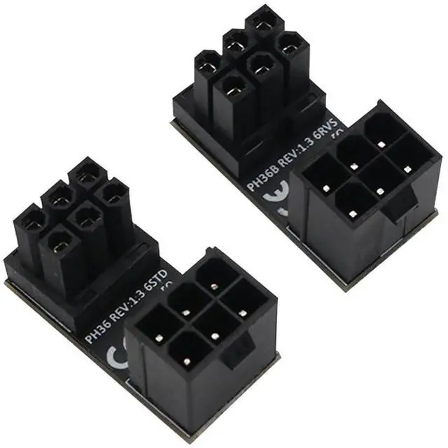 Main image of ATX 6pin Standard Reverse Type GPU Power Adapter, ATX Female to Male 180 Degree Angled Adapter for Desktop Graphics Card