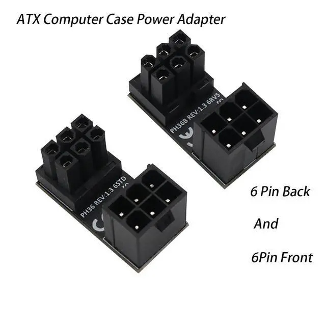 Alt view image 3 of 7 - ATX 6pin Standard Reverse Type GPU Power Adapter, ATX Female to Male 180 Degree Angled Adapter for Desktop Graphics Card