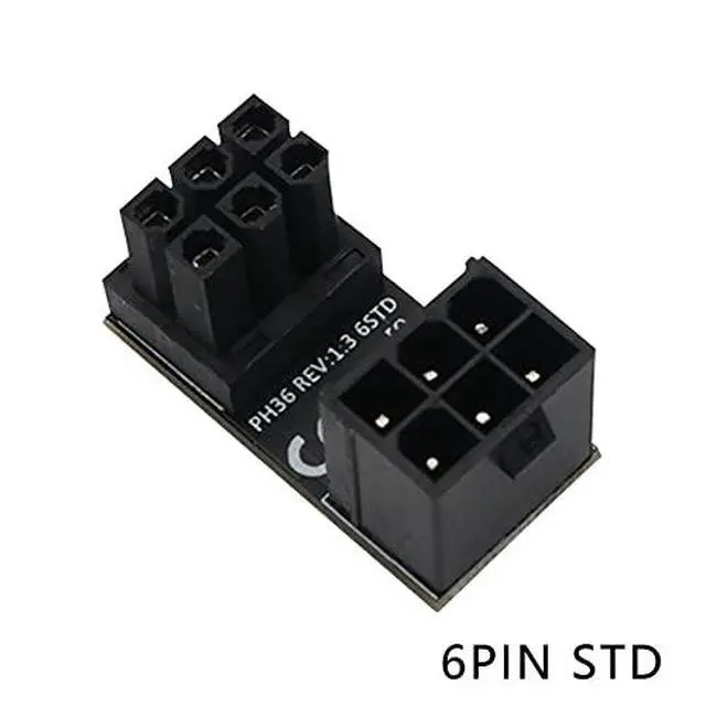 Alt view image 7 of 7 - ATX 6pin Standard Reverse Type GPU Power Adapter, ATX Female to Male 180 Degree Angled Adapter for Desktop Graphics Card
