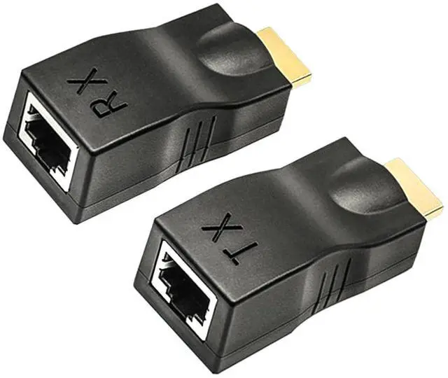 Alt view image 2 of 2 - HDMI Over Ethernet Extender Kit - Transmit HDMI Signal Up to 99ft via Cat5e/Cat6 Cable, Converter Adapter Set (Black)