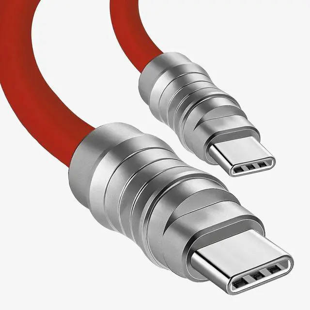 Alt view image 5 of 7 - USB C to USB C Cable, PD100W Skin-Friendly Liquid Silicone Material Fast Charging Cable USB Type C Interface Device Universal Charging Cable (Orange 10Ft)