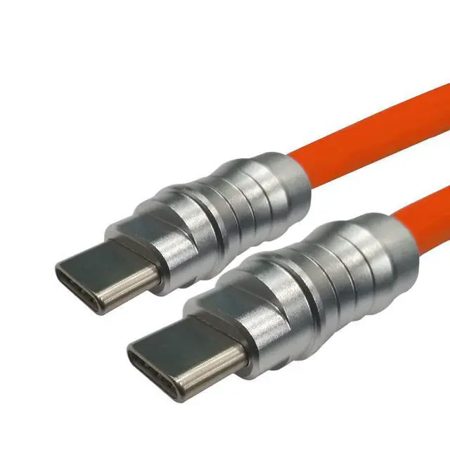 Alt view image 7 of 7 - Geek Industrial Style Handmade Custom USB C to C PD100W Skin-Friendly Liquid Silicone Material Fast Charging Cable USB-C Interface Device Universal Charging Cable (Orange 3.3Ft)