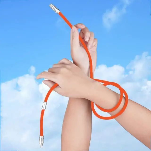Alt view image 2 of 7 - USB C to C PD100W Skin-Friendly Liquid Silicone Material Fast Charging Cable USB-C Interface Device Universal Chubby Cable (Orange 6.6Ft)
