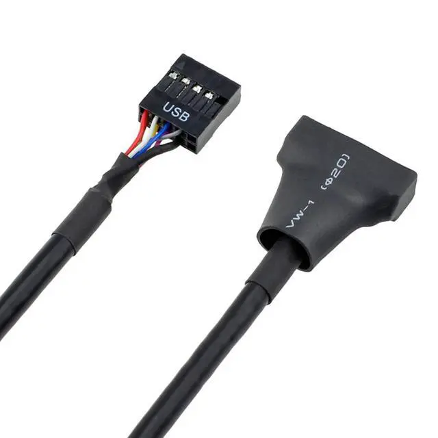 Alt view image 4 of 6 - USB 2.0 9-Pin to USB 3.0 19-Pin Adapter Cable - Internal Motherboard Converter for Front Panel USB 3.0 Type-A Female Port, Black (0.1m 3-Pack)
