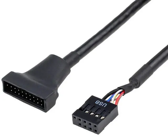 Alt view image 5 of 6 - USB 2.0 9-Pin to USB 3.0 19-Pin Adapter Cable - Internal Motherboard Converter for Front Panel USB 3.0 Type-A Female Port, Black (0.1m 3-Pack)