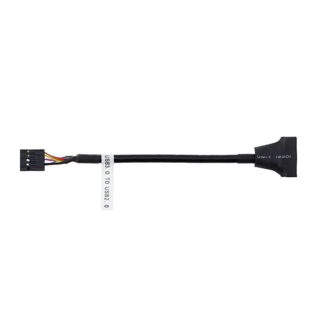 Alt view image 6 of 6 - USB 2.0 9-Pin to USB 3.0 19-Pin Adapter Cable - Internal Motherboard Converter for Front Panel USB 3.0 Type-A Female Port, Black (0.1m 3-Pack)