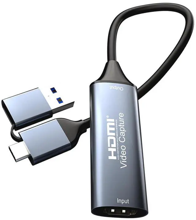 Main image of HDMI Video Capture Card, HDMI to USB 3.0 & USB-C, 1080P 60FPS, Low Latency, Plug & Play for DSLR, Camcorder, Live Streaming, Gaming, Video Conferencing on PC, Mac, Tablet - 1 Pack