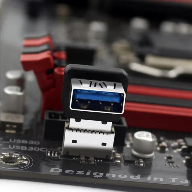Alt view image 5 of 7 - USB 3.2 Gen2 Type-E to USB 3.0 Female Adapter, 90 Degree Right Angle Internal Header Converter, for Motherboard Front Panel, PC Case Cable Management - (B)