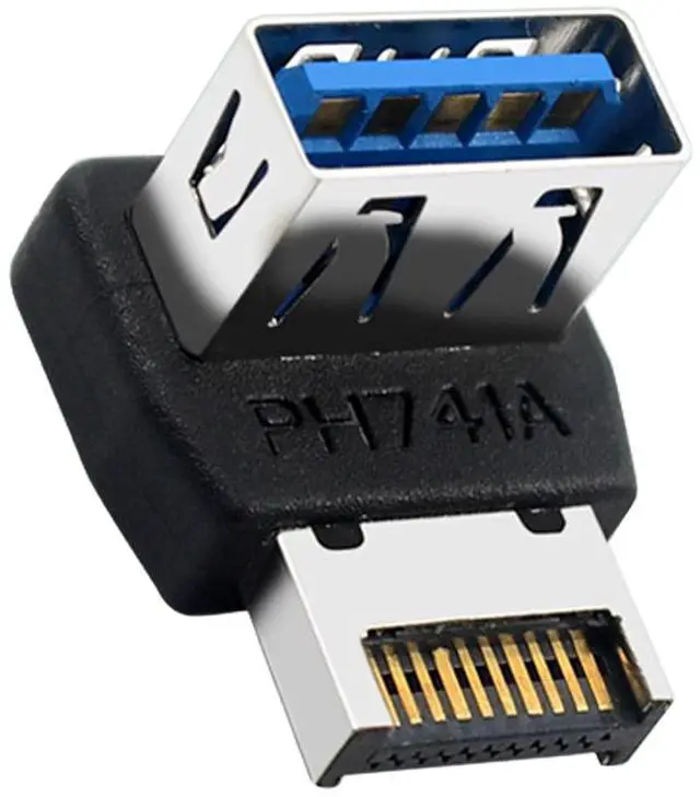 Main image of USB 3.2 Gen2 Type-E to USB 3.0 Female Adapter, 90 Degree Right Angle Internal Header Converter, for Motherboard Front Panel, PC Case Cable Management - (A)