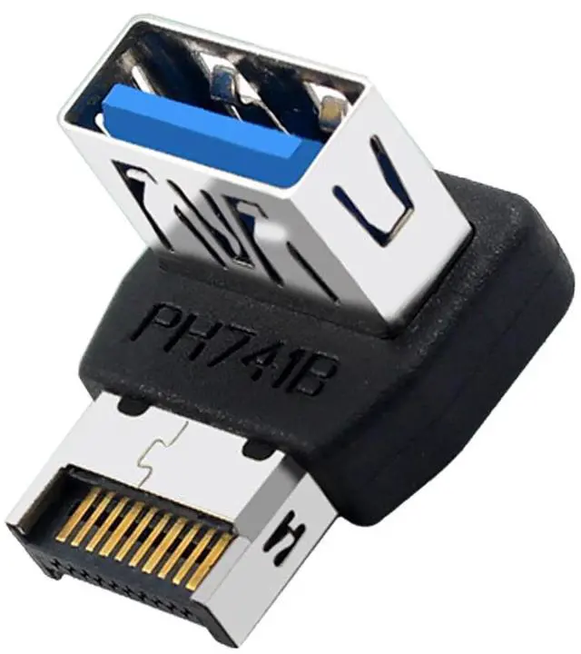 Main image of USB 3.2 Gen2 Type-E to USB 3.0 Female Adapter, 90 Degree Right Angle Internal Header Converter, for Motherboard Front Panel, PC Case Cable Management - (B)