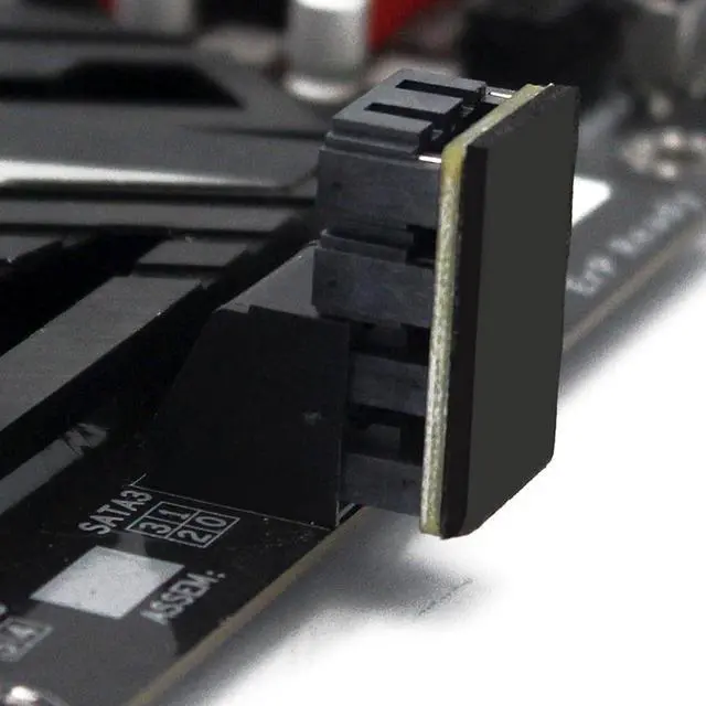 Alt view image 3 of 5 - Double-Layer SATA 7-Pin Male to Female 180-Degree Adapter, 4 Ports, Black, Matte Finish, EVA Insulated, Motherboard Adapter