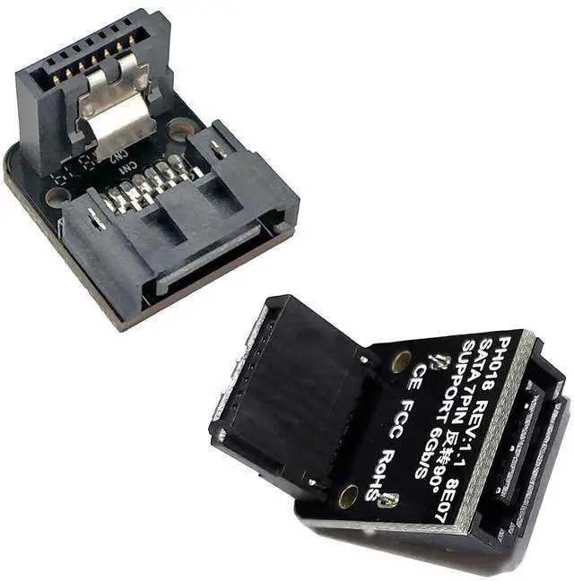 Main image of SATA Male to Female 90 Degree Right Angle Adapter, Type A and Type B, 2 Pack