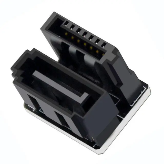 Main image of SATA 7 Pin Male to Female Adapter, 180 Degree U-Shaped Right Angle Connector for Motherboard Cable Management, Black, 1 Pack
