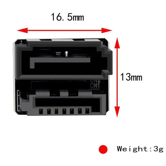 Alt view image 2 of 5 - SATA 7 Pin Male to Female Adapter, 180 Degree U-Shaped Right Angle Connector for Motherboard Cable Management, Black, 1 Pack