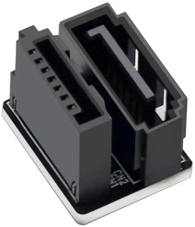 Alt view image 5 of 5 - SATA 7 Pin Male to Female Adapter, 180 Degree U-Shaped Right Angle Connector for Motherboard Cable Management, Black, 1 Pack