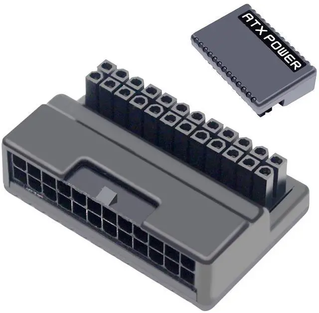 Main image of ATX 24 Pin 90 Degree Right Angle Male to Female Adapter, Protective Shell for PC Motherboard Power Supply