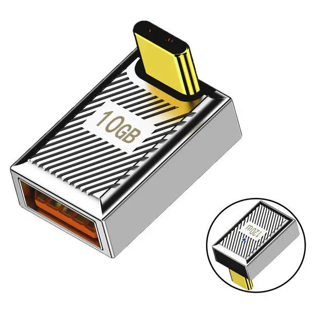 Alt view image 2 of 7 - USB3.1 Type C Male to A Female Elbow 120w Charging Adapter 10Gbps Aluminum Alloy 90 Degree Shell Right Angle Elbow, USB CM-AF 03