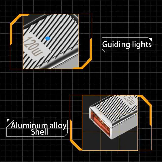 Alt view image 5 of 7 - USB3.1 Type C Male to A Female Elbow 120w Charging Adapter 10Gbps Aluminum Alloy 90 Degree Shell Right Angle Elbow, USB CM-AF 03