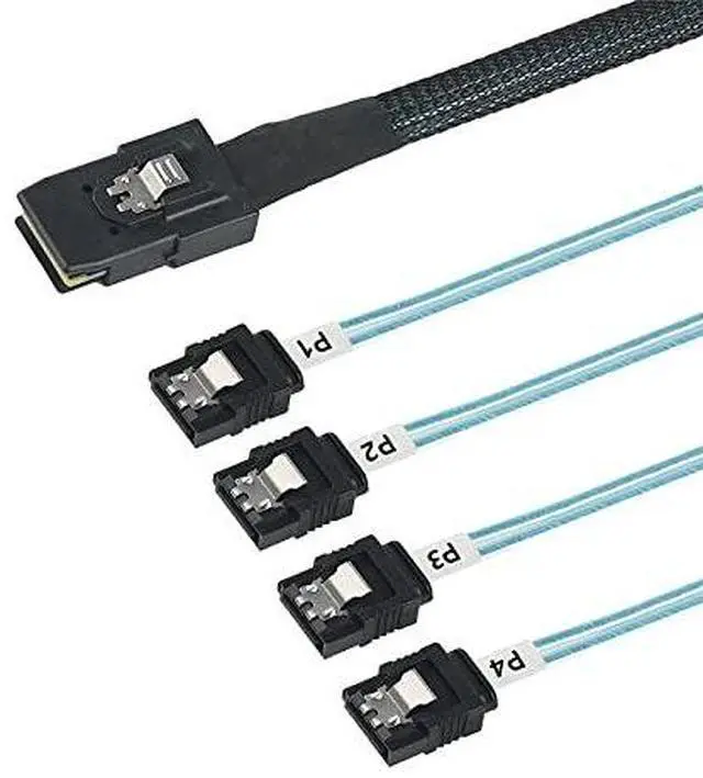 Main image of Array Disk Cable Mini SAS 36Pin (SFF-8087) Male to 4 SATA 7Pin Female Cable, Mini SAS Host/Controller to 4 SATA Target/Backplane, 0.5M / 1.6FT