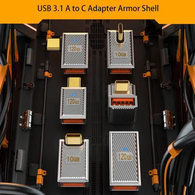 Alt view image 6 of 7 - USB3.1 Type C Male to A Female Elbow 120w Charging Adapter 10Gbps Aluminum Alloy 90 Degree Shell Right Angle Elbow, USB CM-AF 03