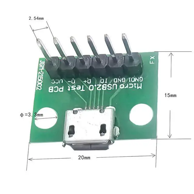 Alt view image 2 of 5 - Micro USB 2.0 Test PCB Breakout Board, 6-Pin Interface, 10 Pack