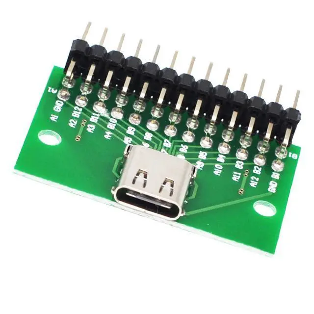 Alt view image 7 of 7 - USB 3.1 TYPEC Female with PCB Test Socket Test Board USB-c Female pitch2.54mm pin