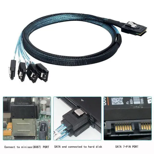 Alt view image 3 of 5 - Array Disk Cable Mini SAS 36Pin (SFF-8087) Male to 4 SATA 7Pin Female Cable, Mini SAS Host/Controller to 4 SATA Target/Backplane, 0.5M / 1.6FT