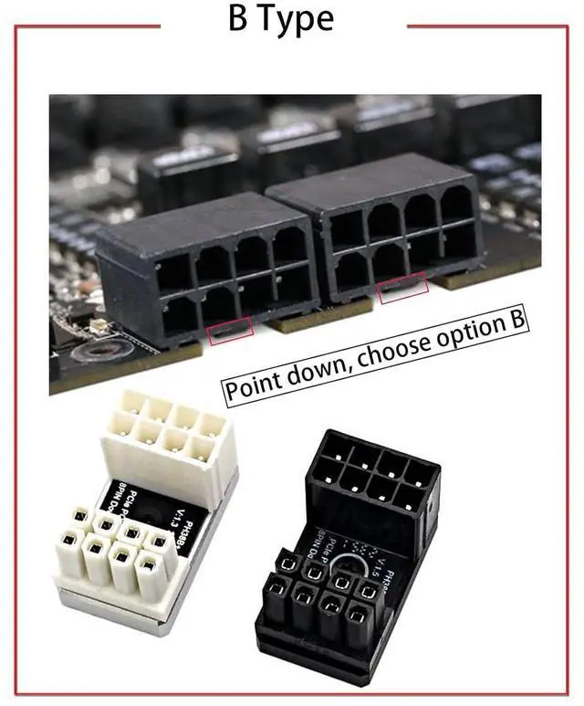 Alt view image 2 of 7 - 180 Degree Angled 8-Pin GPU Power Extension Adapter Aluminum Alloy Cooling Shell with Thermal Silicone for Cable Management (Black/B Type)