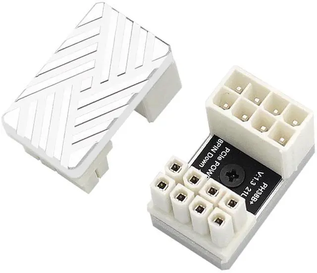 Main image of 180 Degree Angled 8-Pin GPU Power Extension Adapter Aluminum Alloy Cooling Shell with Thermal Silicone for Cable Management (White/B Type)