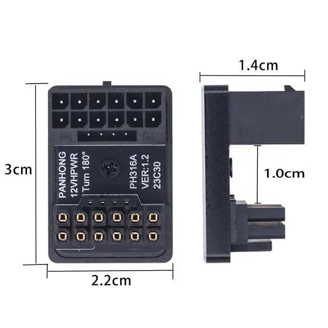 Alt view image 6 of 7 - 12VHPWR 180 Degree Angled Adapter, 600W PCIe 5.0 Power Adapter ATX 3.0 16 Pin (12+4) Connector for GeForce RTX 3090Ti 4070Ti 4080 4090 Graphic Card(A Type)